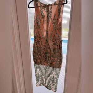 Bebe Nude/Green sparkle dress!